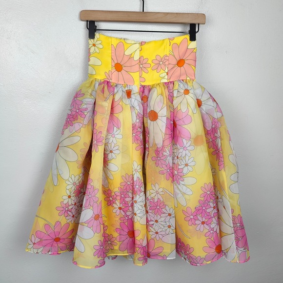 Selkie Corset Puff Dress Womens XS Yellow Pink Floral Mini Romantic Rococo Girly - Picture 5 of 10